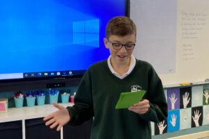 A student takes part in the Botany-Randwick Public Speaking competition